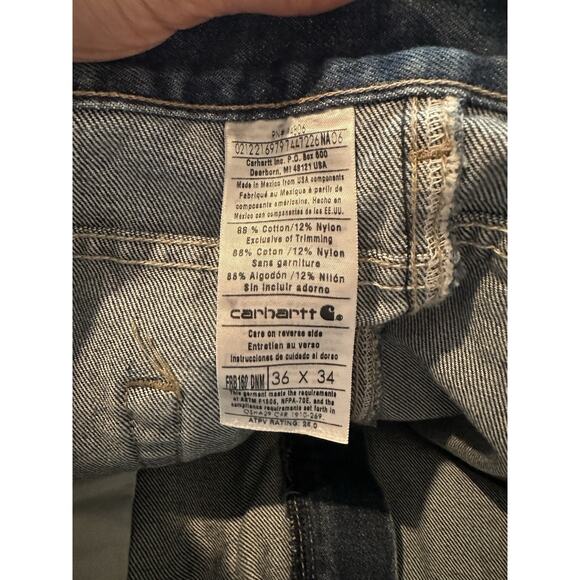 Carhartt FR Jeans Mens 36x34 Blue Denim HRC3 FRB 160 DNM Work Dark - Picture 6 of 7